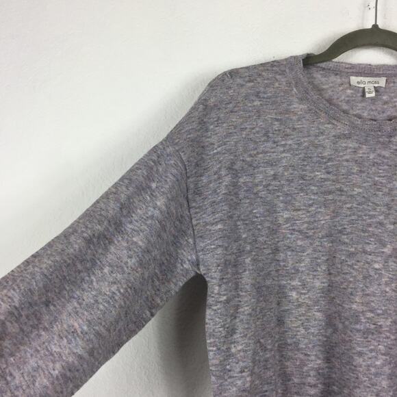 Anthropologie Ella Moss Maggie Heather Grey Puff Sleeve Knit Sweater Small - Picture 9 of 13